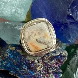 73 Crazy Lace Agate wire wrapped ring
